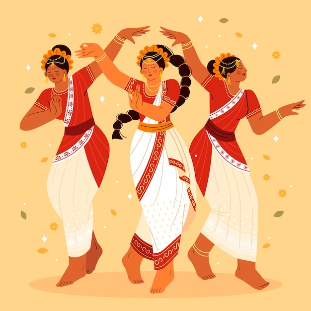 Gratis vector platte magh bihu illustratie