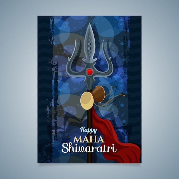 Gratis vector platte maha shivaratri wenskaartsjabloon