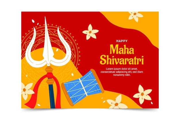 Gratis vector platte maha shivaratri wenskaartsjabloon