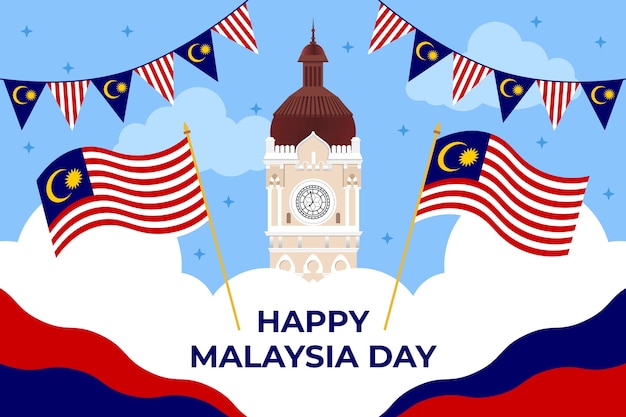 Platte Maleisië dag viering illustratie