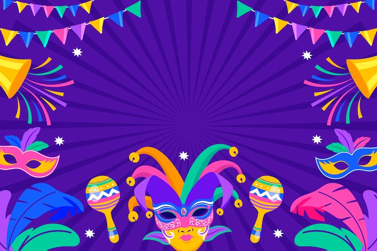 Gratis Vector platte mardi gras achtergrond