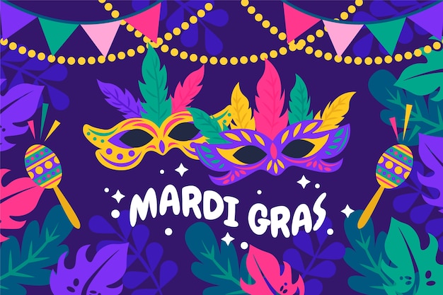 Gratis vector platte mardi gras illustratie