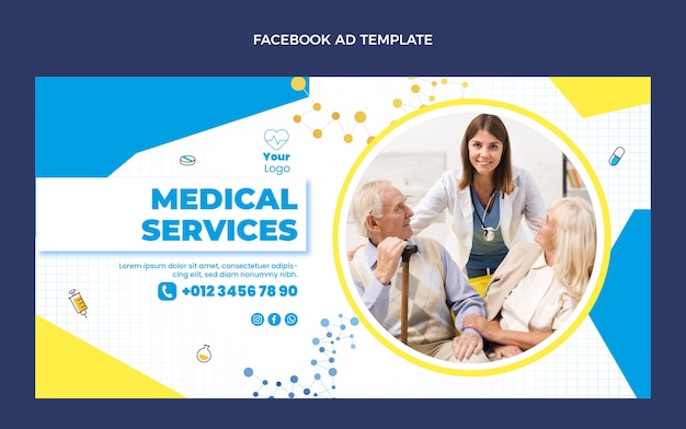 Gratis vector platte medische facebook-sjabloon