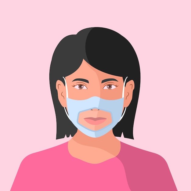Platte mensen met een duidelijk gezichtsmasker voor doven