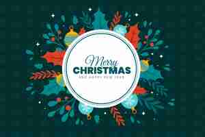 Gratis vector platte merry christmas achtergrond