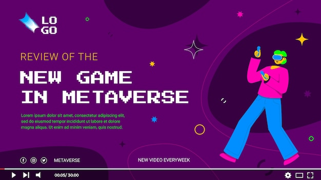 Gratis vector platte metaverse youtube-thumbnail