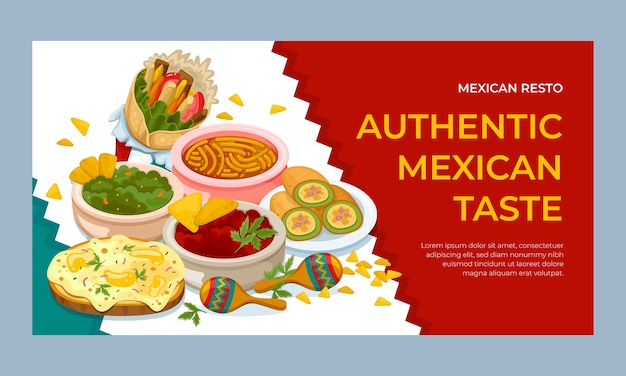Gratis vector platte mexicaans eten restaurant social media promo sjabloon