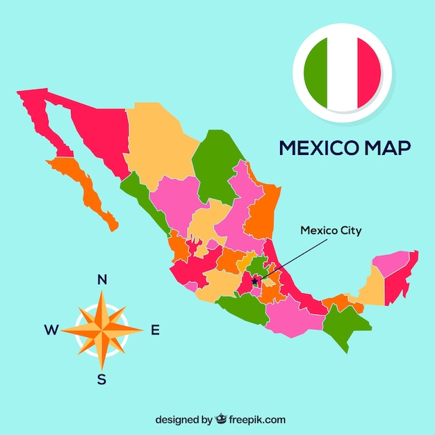 Gratis vector platte mexico kaart achtergrond