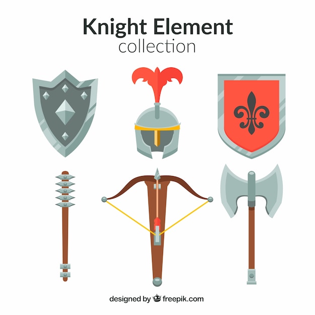 Gratis vector platte middeleeuwse element collectie