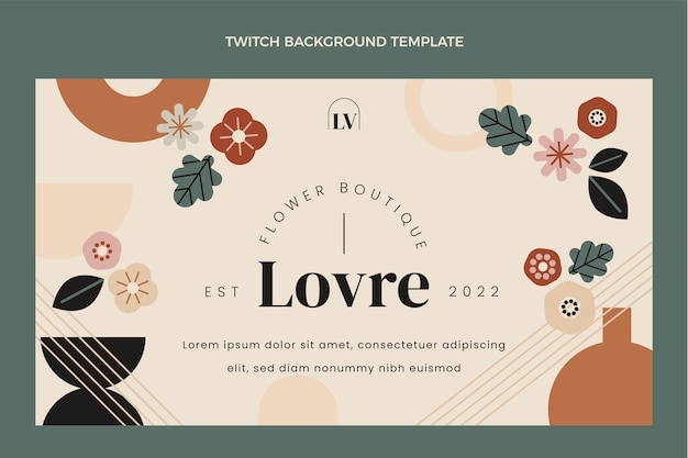 Gratis vector platte minimale boutique twitch-achtergrond