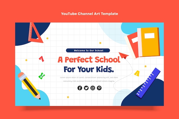 Platte minimale internationale school youtube-kanaalkunst