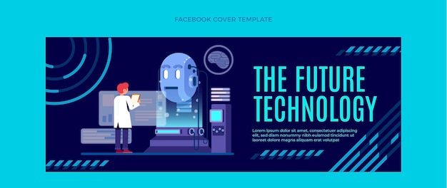 Gratis vector platte minimale technologie facebook cover