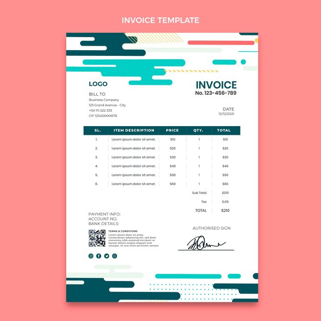 Platte minimale technologie factuursjabloon