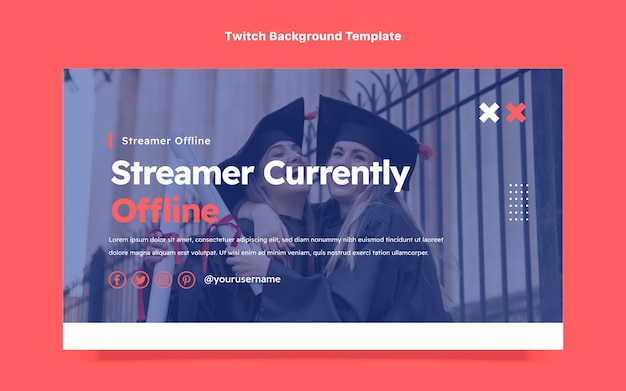 Gratis vector platte minimale twitch-achtergrond voor het bijwonen van internationale school