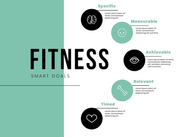 Platte minimalistische fitness slimme doelen algemene infographic sjabloon