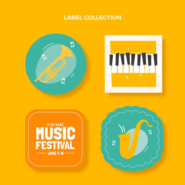 Platte minimalistische muziekfestivallabels