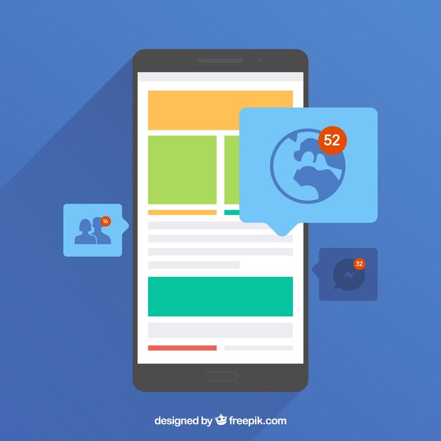 Platte mobiel met facebookmeldingen