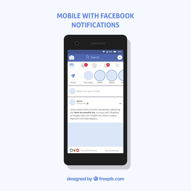 Platte mobiel met facebookmeldingen