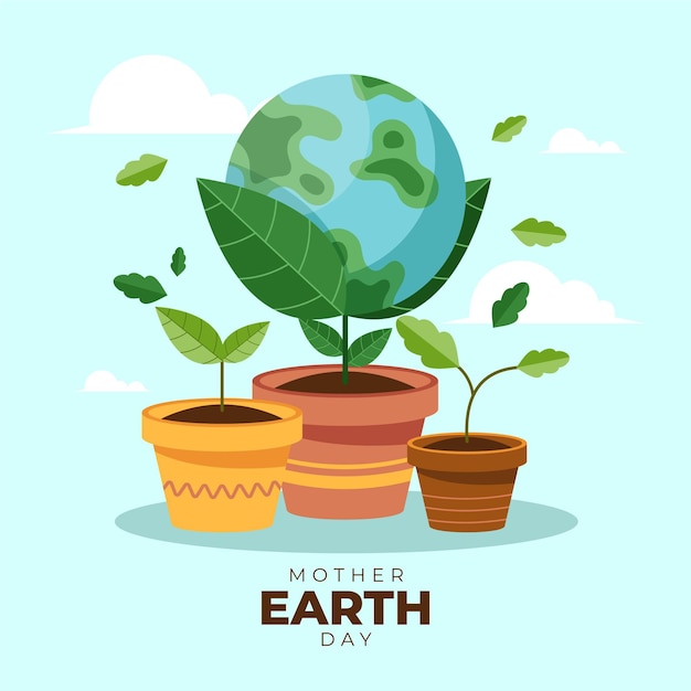 Platte moeder aarde dag illustratie
