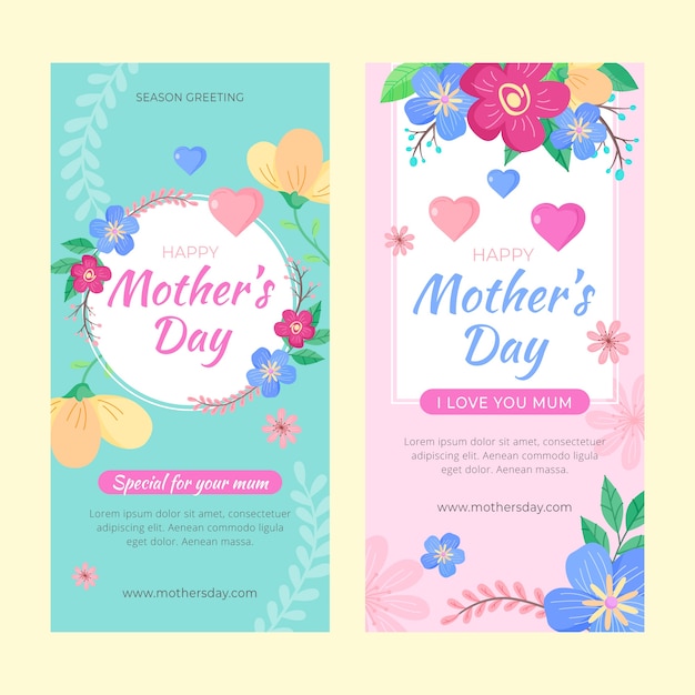 Platte moederdag verticale banners pack