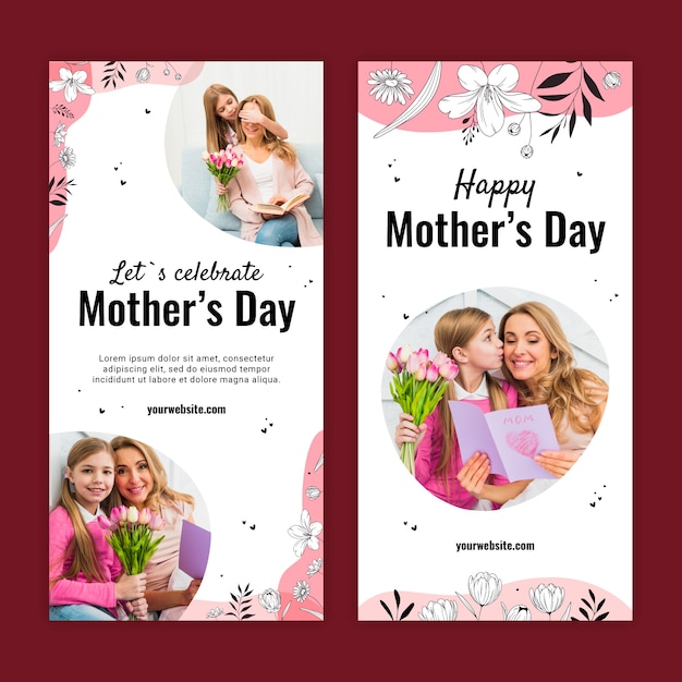 Platte moederdag verticale banners pack