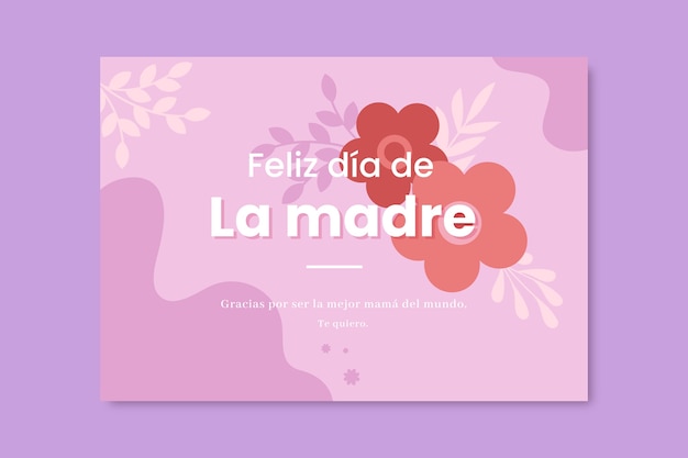 Platte moederdag wenskaartsjabloon in het Spaans