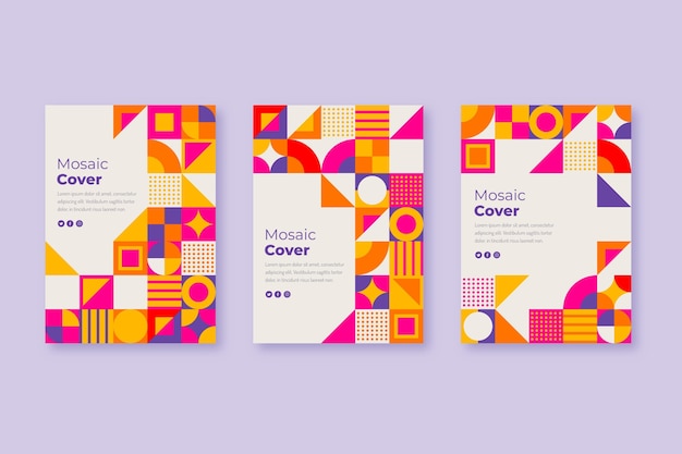 Gratis vector platte mozaïek covers collectie covers