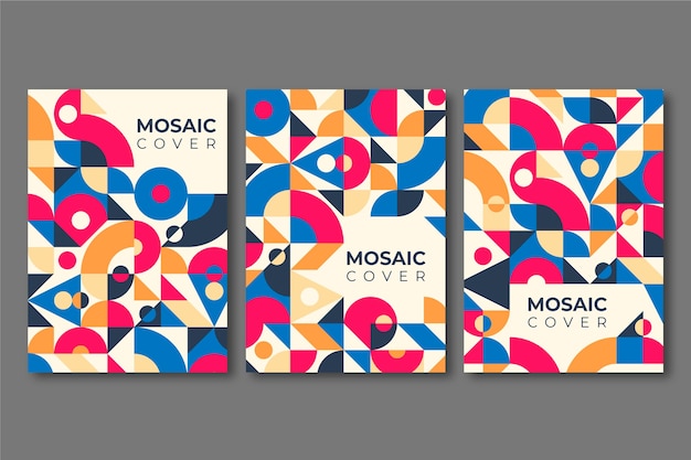 Gratis vector platte mozaïek covers collectie covers