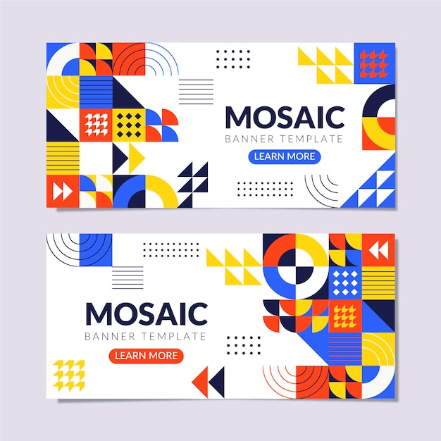 Gratis vector platte mozaïek horizontale banners set