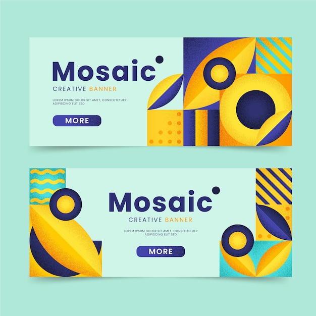 Gratis vector platte mozaïek horizontale banners set