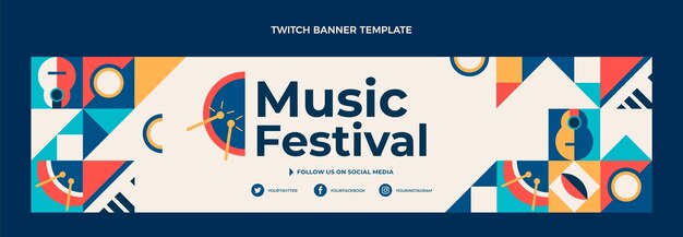 Platte mozaïek muziekfestival twitch banner
