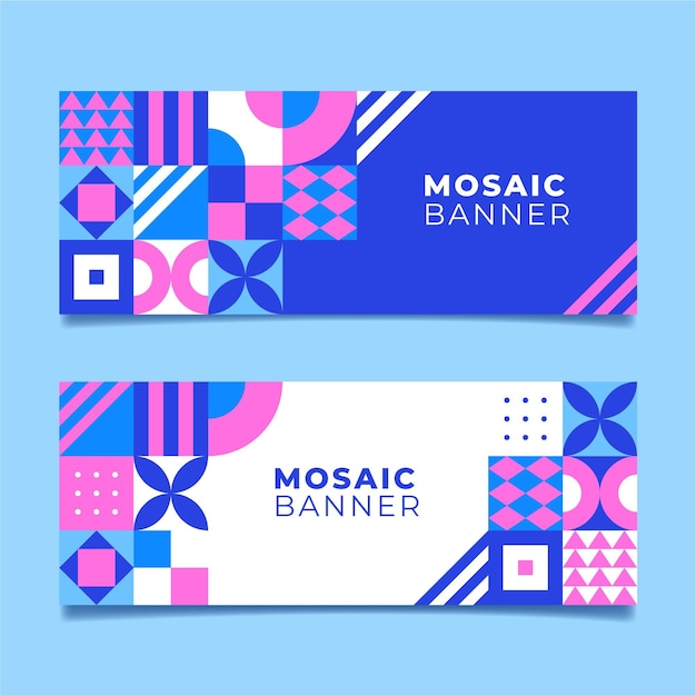 Gratis vector platte mozaïekbanners set