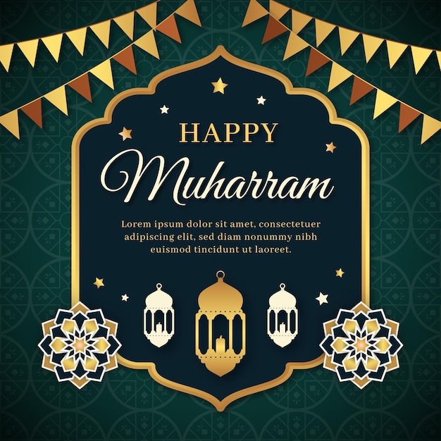 Gratis vector platte muharram illustratie