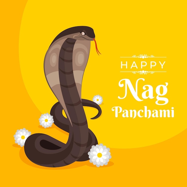 Gratis vector platte nag panchami illustratie