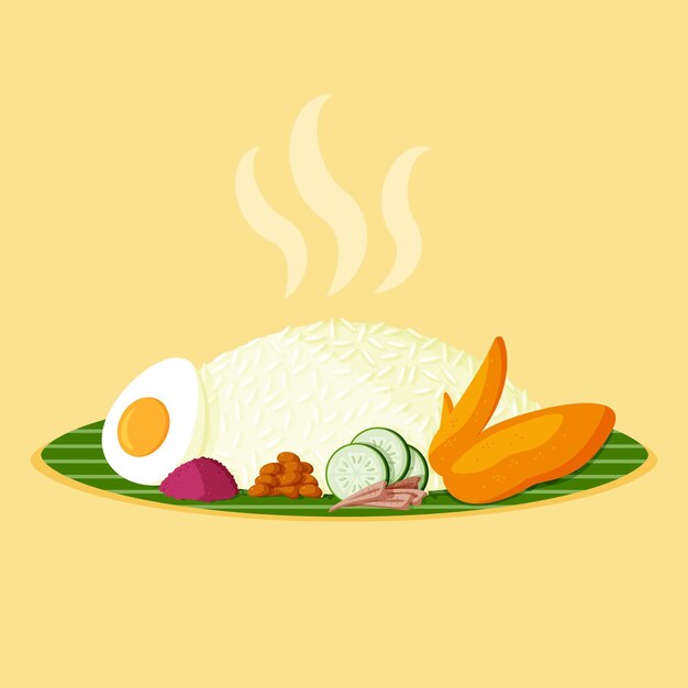 Platte nasi lemak illustratie