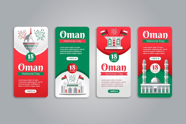 Platte nationale dag van oman instagram verhalencollectie