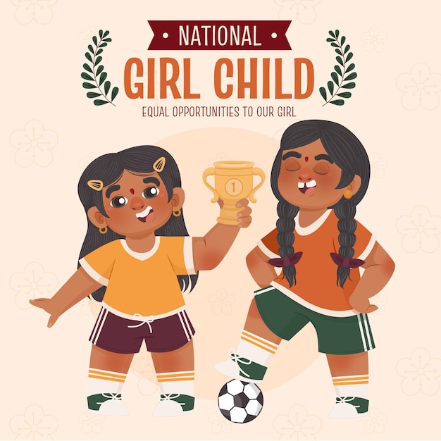 Platte nationale meisje kind dag illustratie