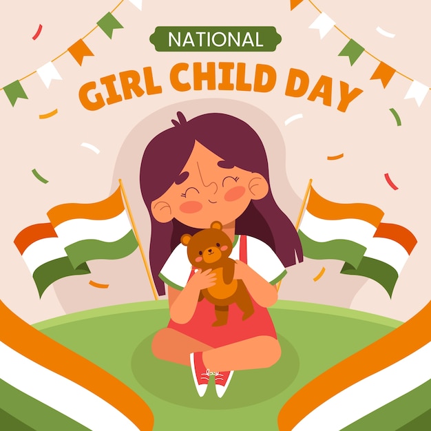 Gratis vector platte nationale meisje kind dag viering illustratie