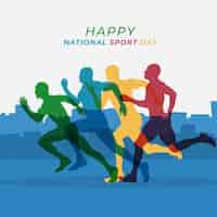 Gratis vector platte nationale sportdag illustratie