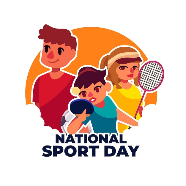 Platte nationale sportdag illustratie