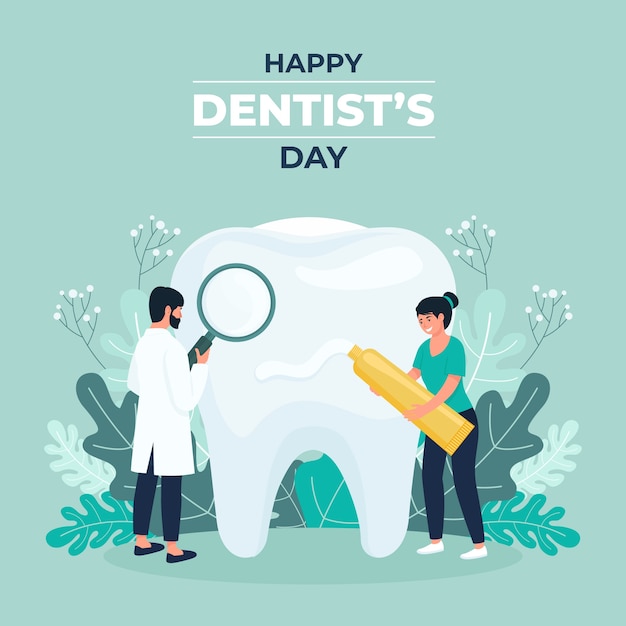 Gratis vector platte nationale tandarts dag illustratie