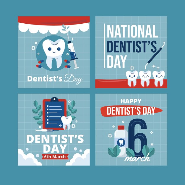 Platte nationale tandartsendag instagram posts collectie