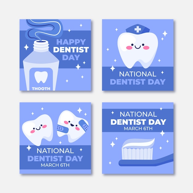 Platte nationale tandartsendag instagram posts collectie