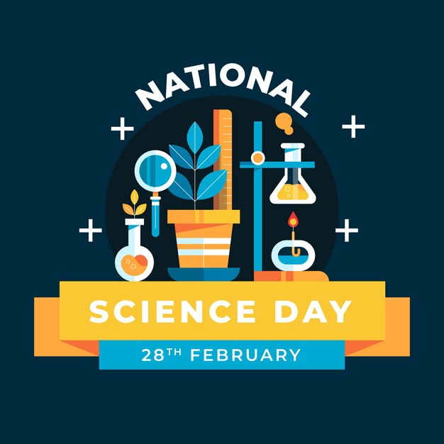 Platte nationale wetenschapsdag illustratie