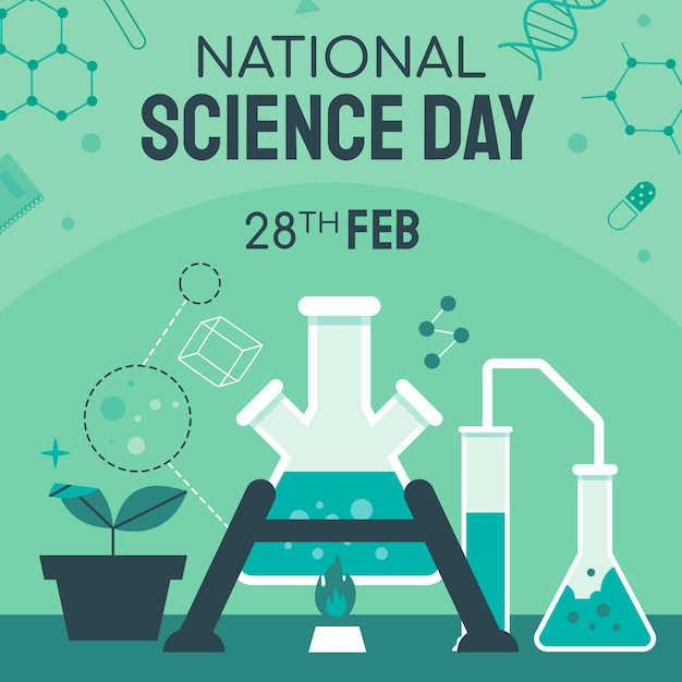Gratis vector platte nationale wetenschapsdag illustratie