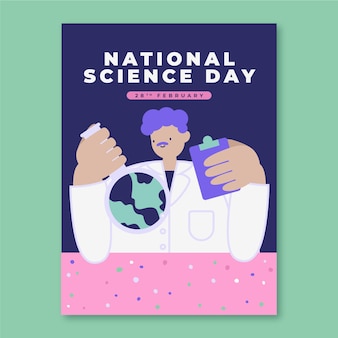 Platte nationale wetenschapsdag verticale postersjabloon