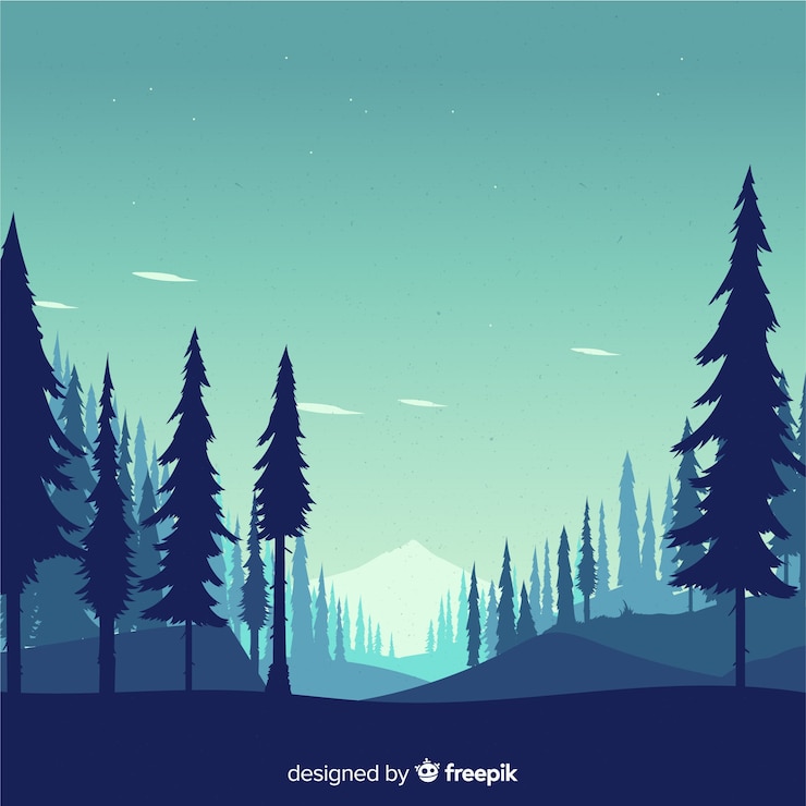 Gratis Vector platte natuurlijke achtergrond met landschap