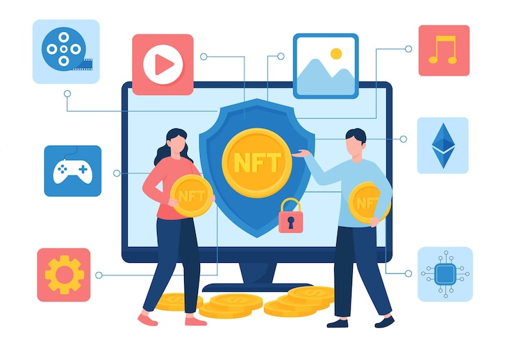 Gratis Vector platte nft illustratie