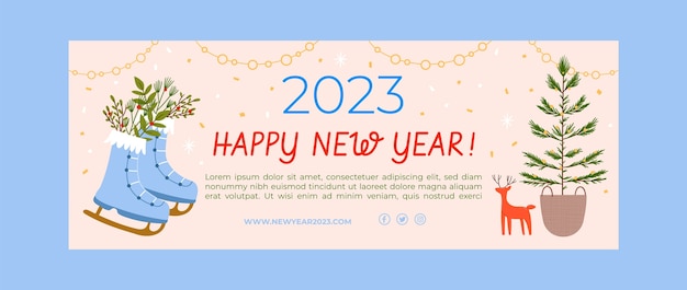 Gratis vector platte nieuwe jaar 2023 social media promo sjabloon