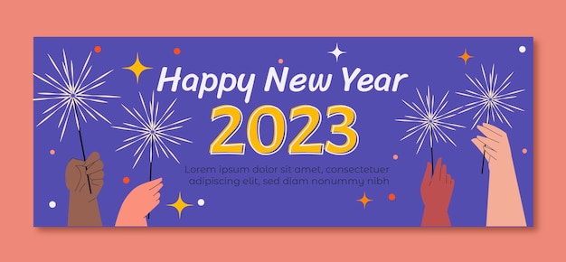 Gratis vector platte nieuwe jaar 2023 sociale media voorbladsjabloon